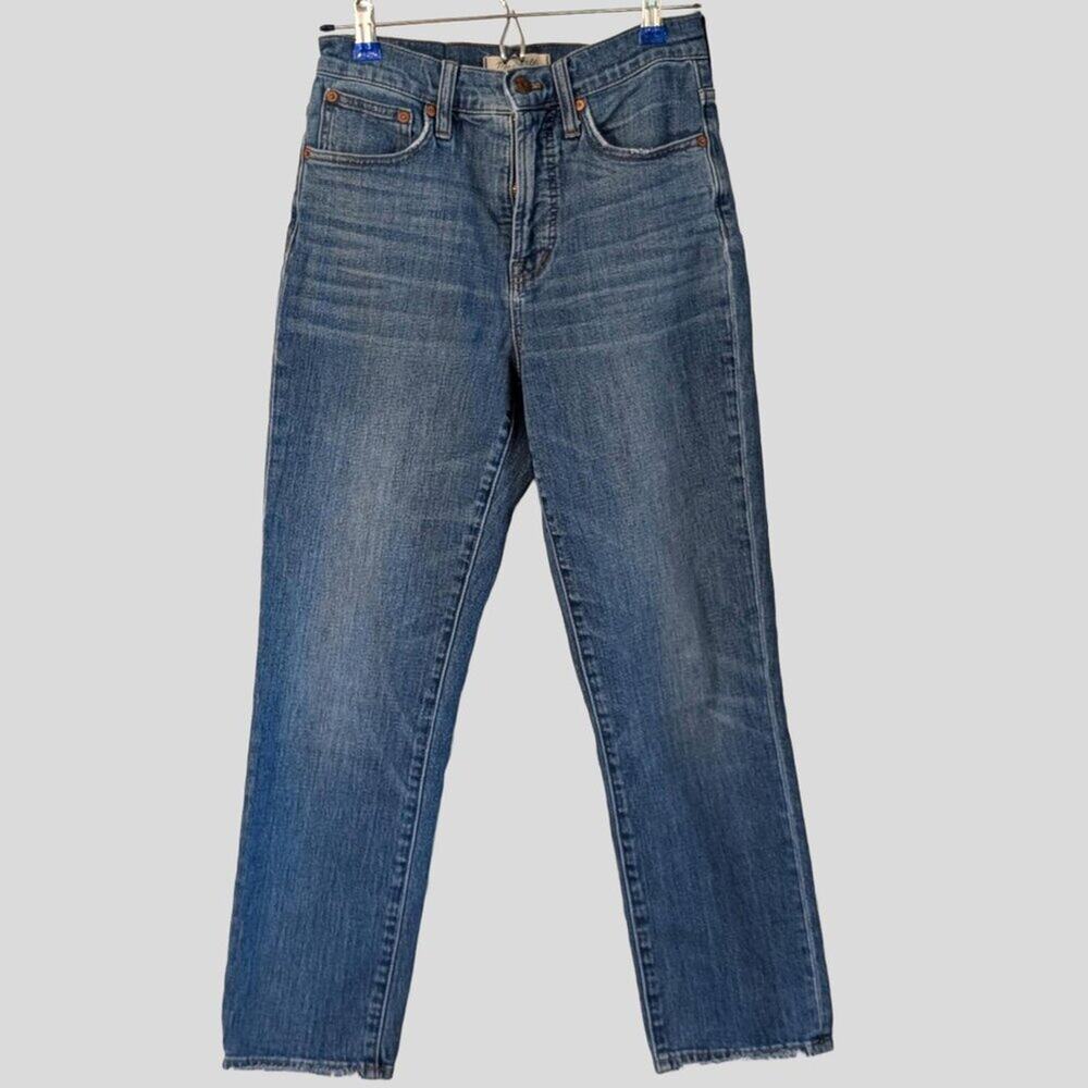 Madewell Perfect Vintage Crop Jeans Size 26 Blue High Rise Raw Hem